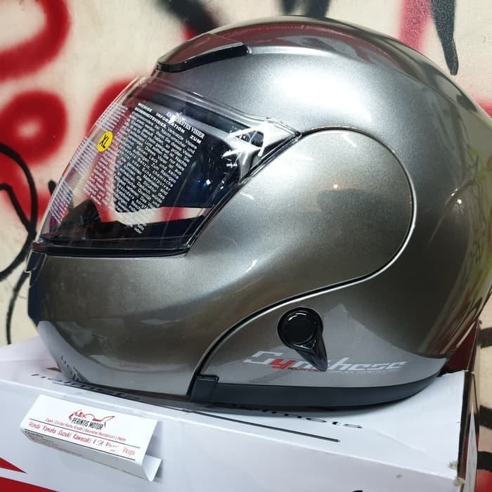✨Termurah Helmet Helm Fullface Modular Slide Zeus 3000A Dsil Darksilver Original Berkualitas