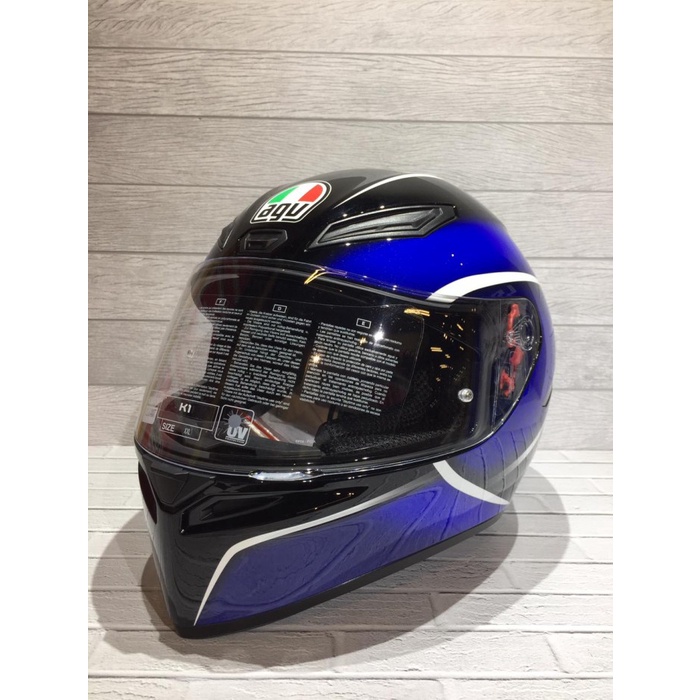✨Termurah Agv K1 Qualify Black Blue Helm Full Face Spoiler  Agv K1  Helm Agv Berkualitas
