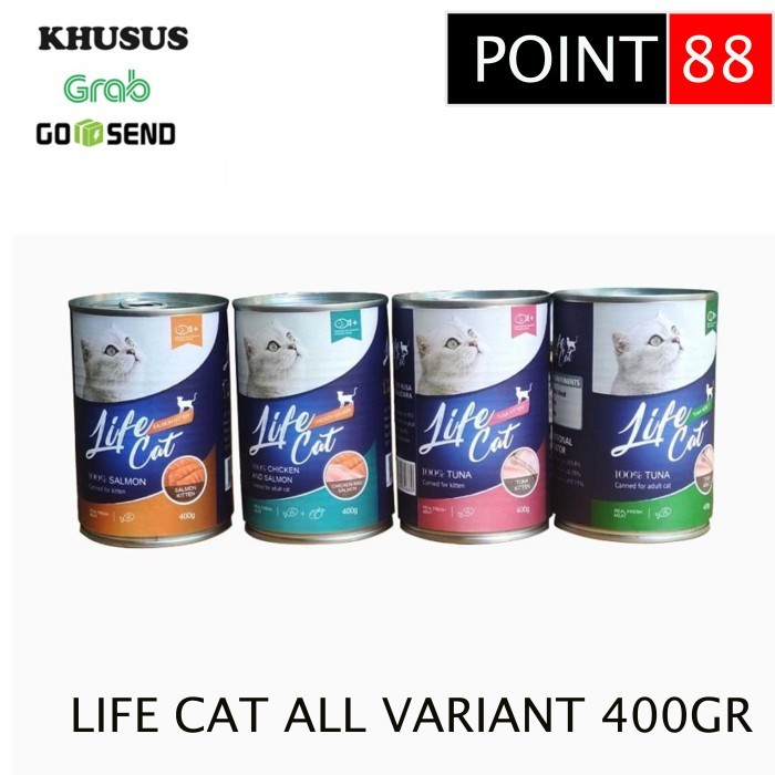 {SyifaShop} LIFE CAT 400gr All Varian 1 Dus Isi 24 Pcs Grab/Gosend - CHICKEN SALMON Murah