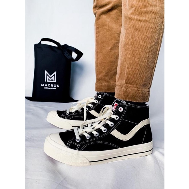 Sepatu sekolah pria wanita Sepatu ventela High Hitam putih Premium