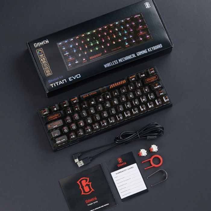 Keyboard Gaming Gamen Titan Evo Multi Wireless Modes RGB Light Black
