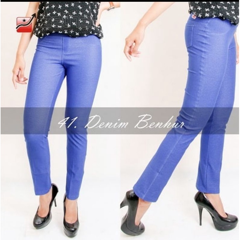 Celana Panjang Wanita Warna Denim Benhur Zetha | Celana Kerja | Legging Wanita Zetha | Celana Olahra