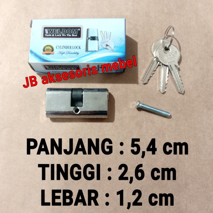CILINDER OVAL KECIL PINTU ALUMINIUM WELDOM / SILINDER KUNCI ALMINI