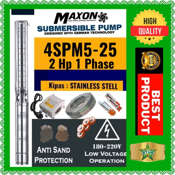 Terbaru Pompa Satelit Anti Sand 2Hp 1Phase Kabel 100 M 5 Kubik Mdl Franklin 4" Harga Spesial