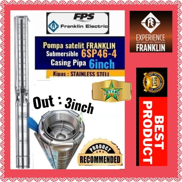 New Pompa Satelit Franklin 6Sp46/4 7.5Hp 380V 6Inch Submersible 6" Murah