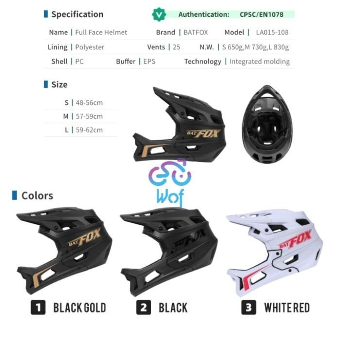 Helm Sepeda Batfox Full Face Helmet Fullface Mtb Am Enduro Downhill