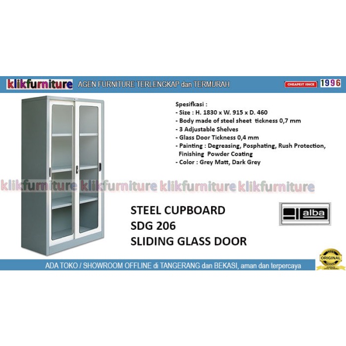 

SDG 206 ALBA LEMARI FILING BESI KANTOR PINTU KACA SLIDING