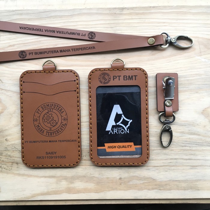 

LANYARD ID CARD CUSTOM NAME TAG KULIT GANTUNGAN ID CARD
