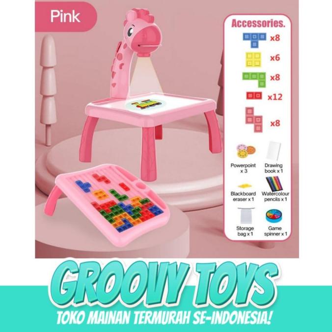 

Mainan Meja menggambar Painting Table Tetris Projection Games 2in1