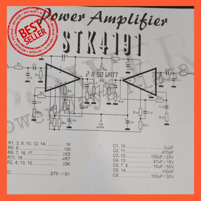 | PWP | KIT STEREO POWER AMPLIFIER 2X50W TANPA IC STK 4191 PCB 10X6CM