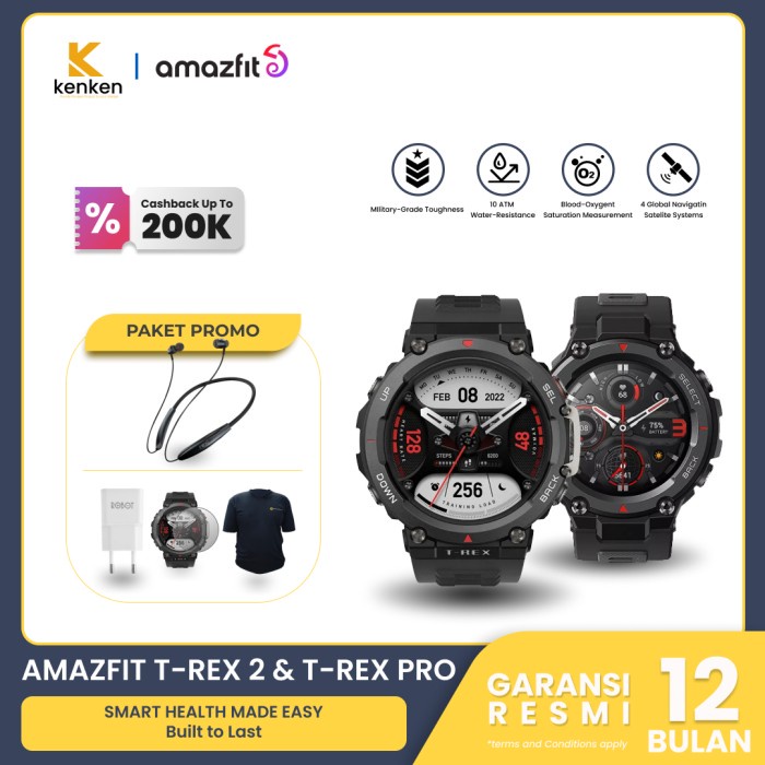 AMAZFIT T-REX 2 & T-REX PRO SMARTWATCH 1.39 AMOLED GARANSI RESMI