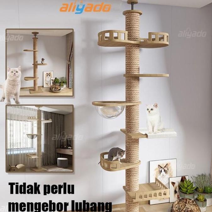 Terbaru 2.55-3.85M Cat Tree Kandang Kucing House Wood Cat Playground