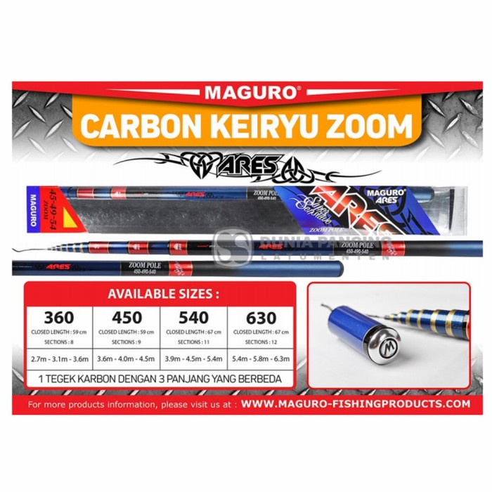 Joran Tegek Maguro Ares Zoom Pole Carbon 360 450 540 630 pilih