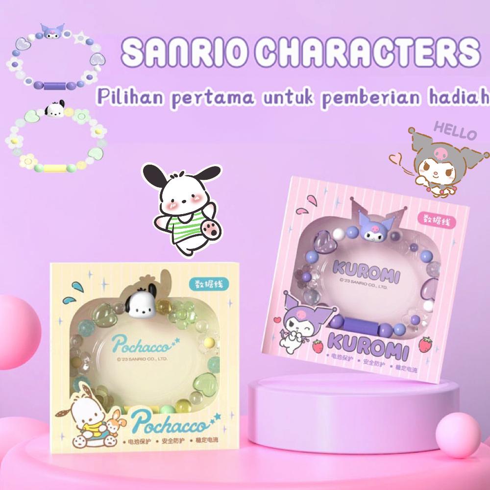 Sanrio Kabel Data Kuromi/Pochacco Kabel Data Gelang Kabel Pengisian Gelang Pasangan Portabel Gaya Gi