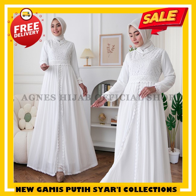 Gamis Malaysia Ceruti Motif Terbaru Pekanbaru | Gamis Putih | Gamis Lebaran 2023 Agnes Baju Gamis Pu