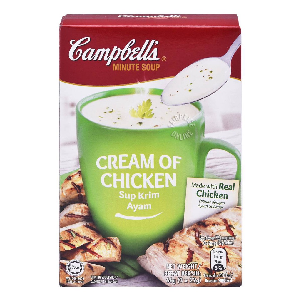 

Campbells Instant Soup - Cheese/ Chien/ Corn/Mushroom
