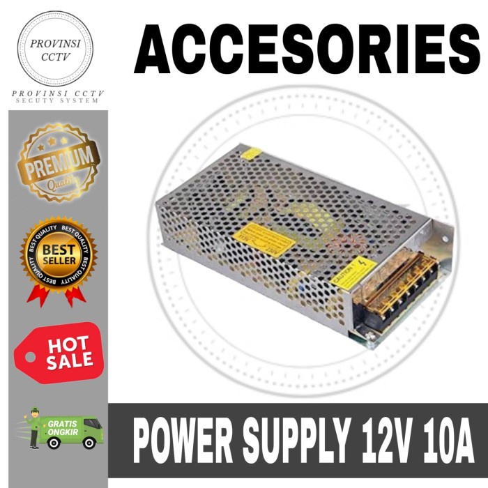Baru Power Supply Dc 12V 10A Jaring / Power Supply Cctv