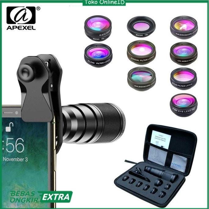 Lensa Zoom Hp Super Makro Kit 12x/24x APEXEL Lensa Kamera Smartphone