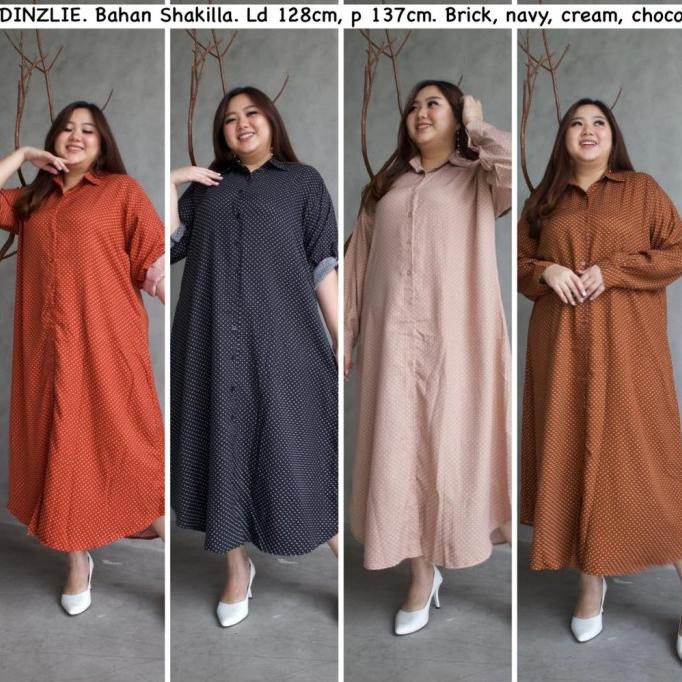 Gamis Longdress Kemeja Panjang Wanita Polkadot Jumbo Bigsize Xxxl Berkualitas