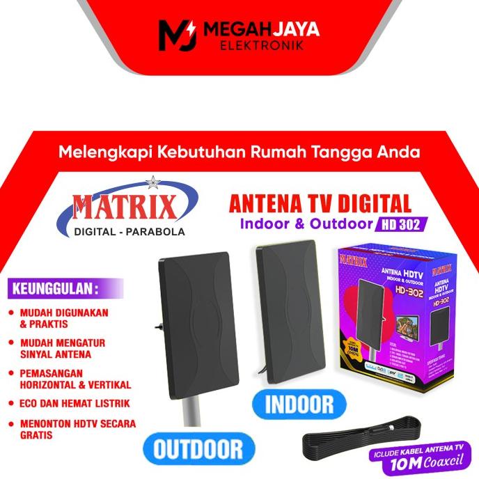 MATRIX ANTENA TV DIGITAL +BOOSTER HD302 / HD 302 / HD-302 (FREE KABEL)