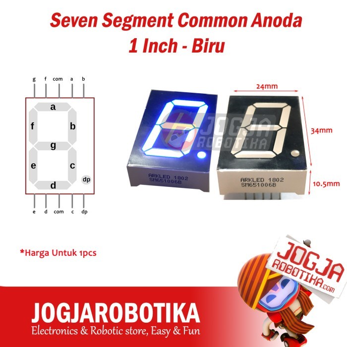 {{{{}}] SEVEN SEGMENT BIRU 1 INCH SM651006B 7 SEGMEN COMMON ANODA