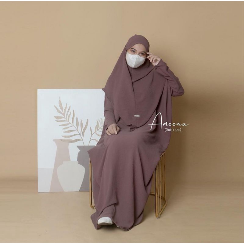 [SYAR'I TILL JANNAH] KAFTAN AMEENA CRINKLE SET HIJAB PREMIUM