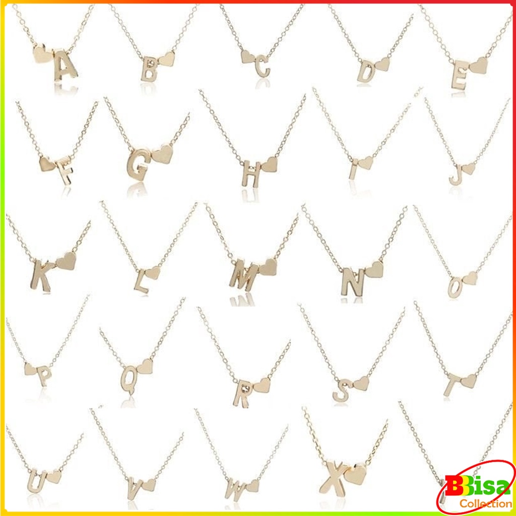 MM - (HURUF N-Z) Kalung Huruf Love Kecil Stainless Aksesoris Fashion Perhiasan Wanita GOLD SILVER