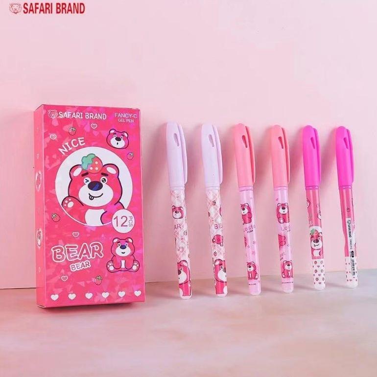 

(12pcs Gel pen karakter) PULPEN BOLPEN BALLPOINT BULPEN GEL GELL JEL PEN MOTIF KARAKTER LOTSO PINK BEAR ULTRAMAN CUTE PET 0.5mm