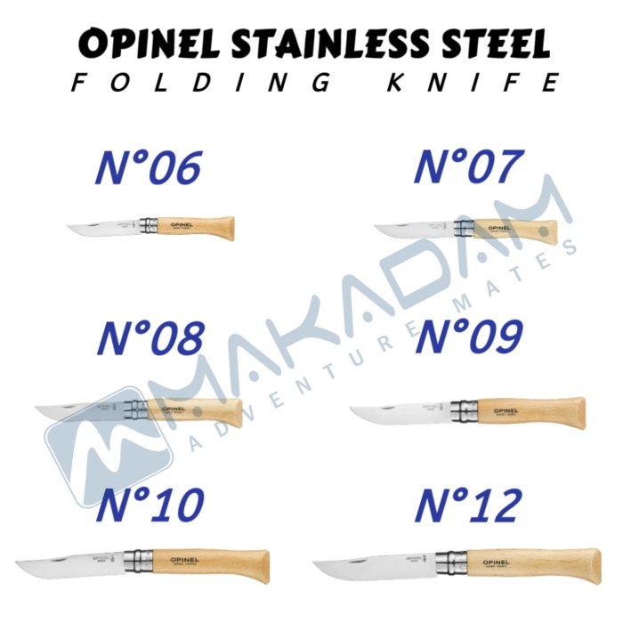 pisau lipat opinel folding knife stainless steel no 6 7 8 09 10 12 13