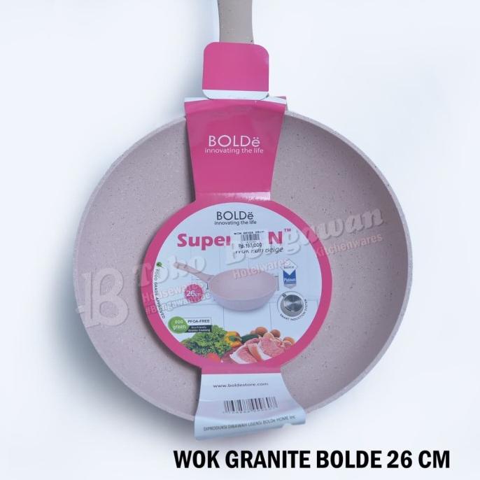 Produk Unggulan] BOLDe Super Pan Wok Pan 26 Cm Beige - Teflon Wajan Penggorengan BOLDe
