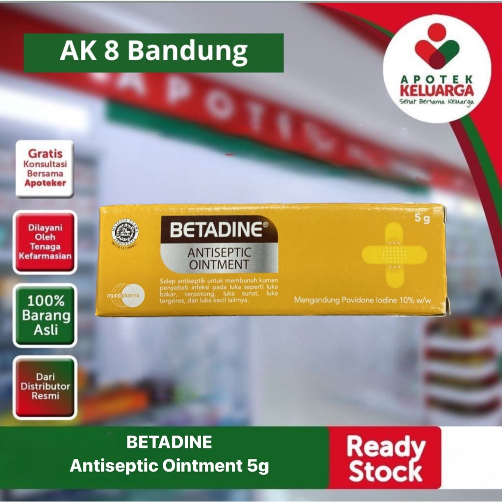 BETADINE SALEP 5 GRAM #ANTISEPTIK LUKA #OBAT LUKA LUAR- APOTEK LEGAL