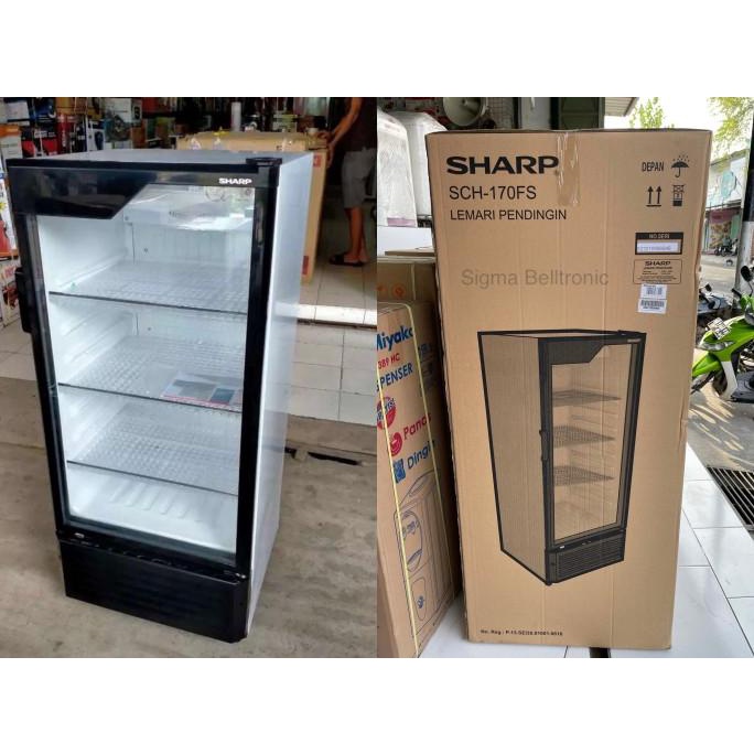 siap kirim] Showcase Sharp SCH 170FS Kulkas lemari es pendingin full kaca