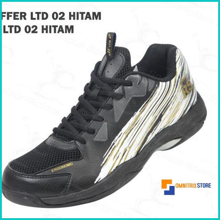 Sepatu Bulutangkis RS Jeffer Ltd 02 Hitam JF LTD 02 Hitam Original - [OMX]