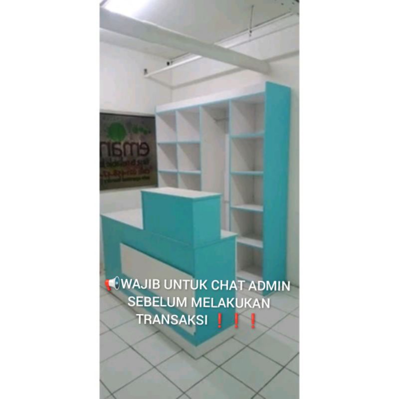 SATU SET RAK LAUNDRY + MEJA KASIR // MEJA KASIR LAUNDRY // MEJA KASIR TOKO // MEJA KASIR RESEPSIONIS