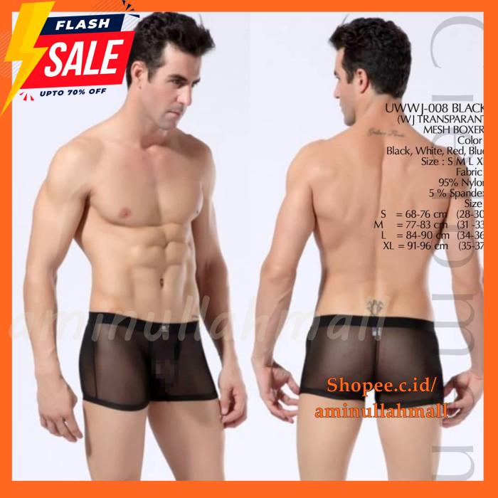 SEXY CD BOXER  UWWJ-008 WHITE TRANSPARAN MESH NYLON SPANDEX BEST SELLER