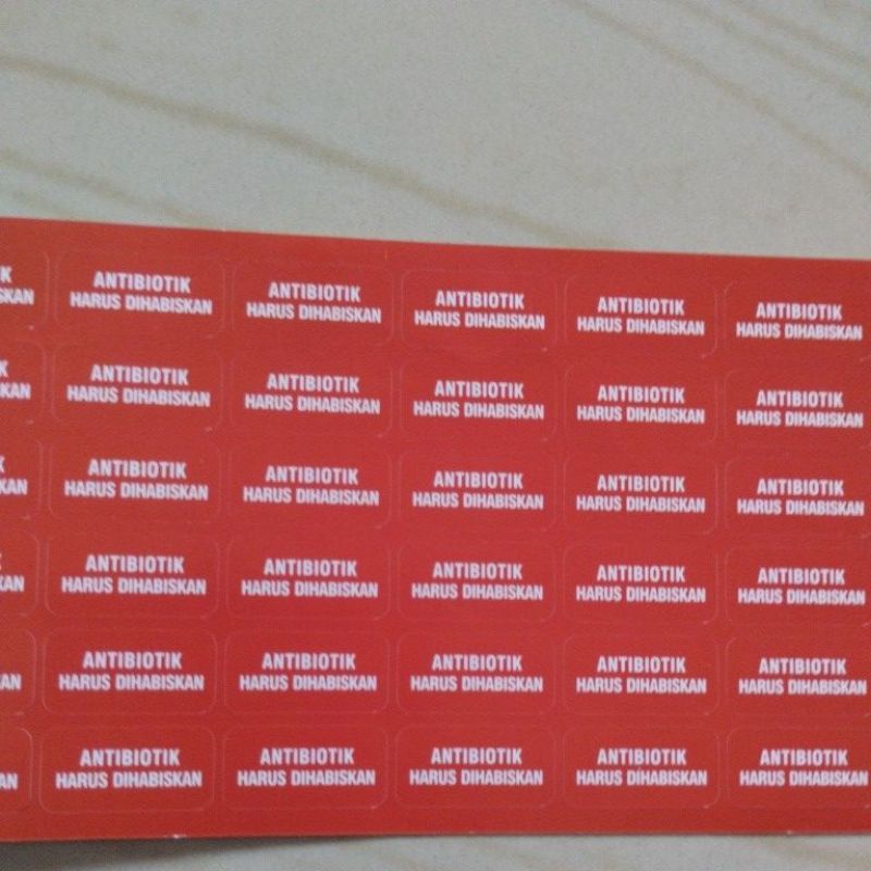 

stiker label antibiotik harus dihabiskan