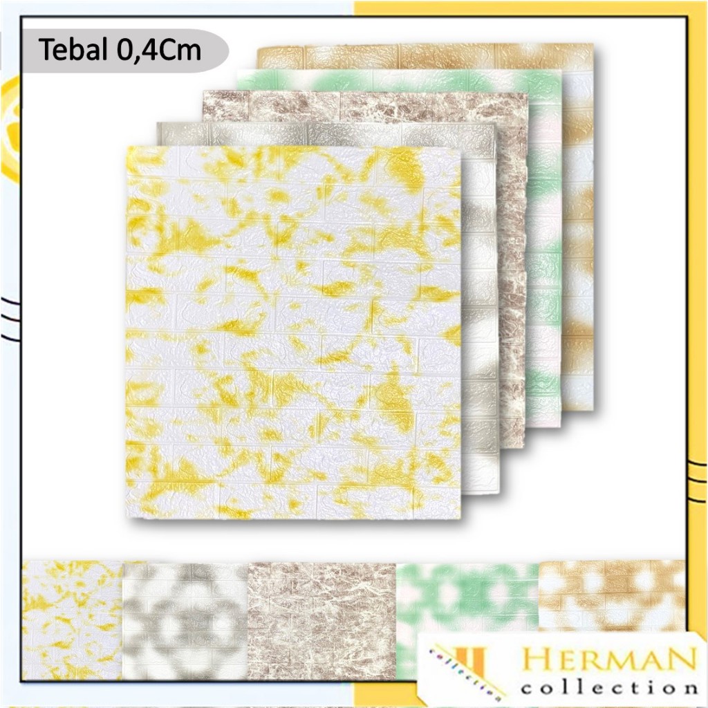 HC Wallpaper Dinding Foam 3D Motif Batu Bata Corak Ukuran 76 x 70 CM Waterproof Brick Sticker Wallpa