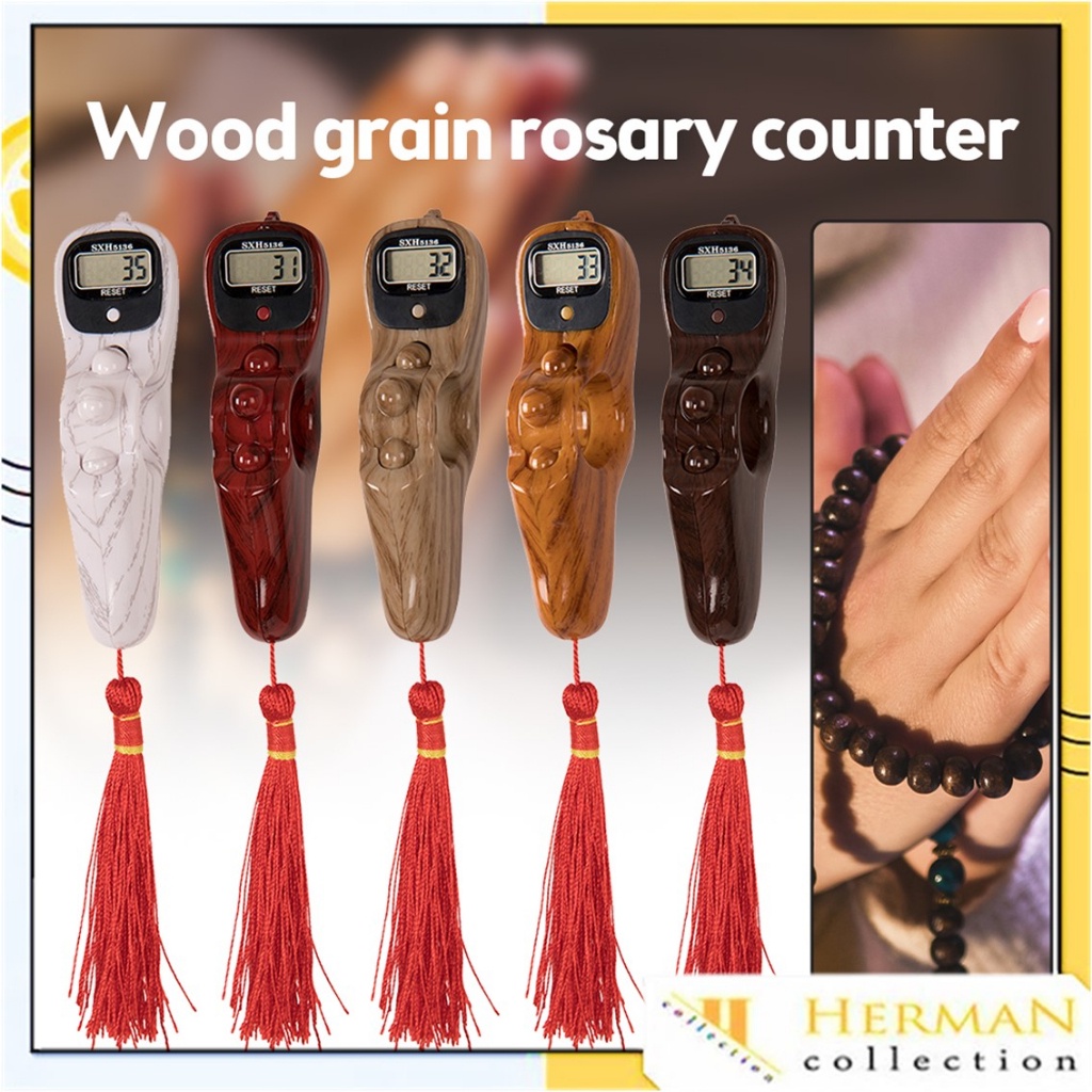 HC Tasbih Digital LED Roling Alarm Bunyi Beep 100 Motif Marmer dan Kayu Tasbih Digital LED Jari Berp