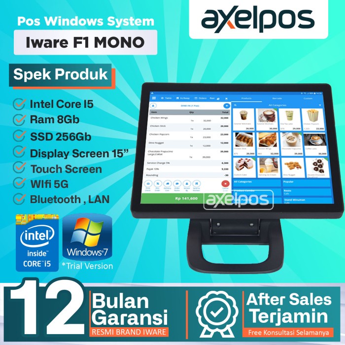 All In One Mesin Kasir Touchscreen Pos System Pc Core I5 Iware F1 Mono