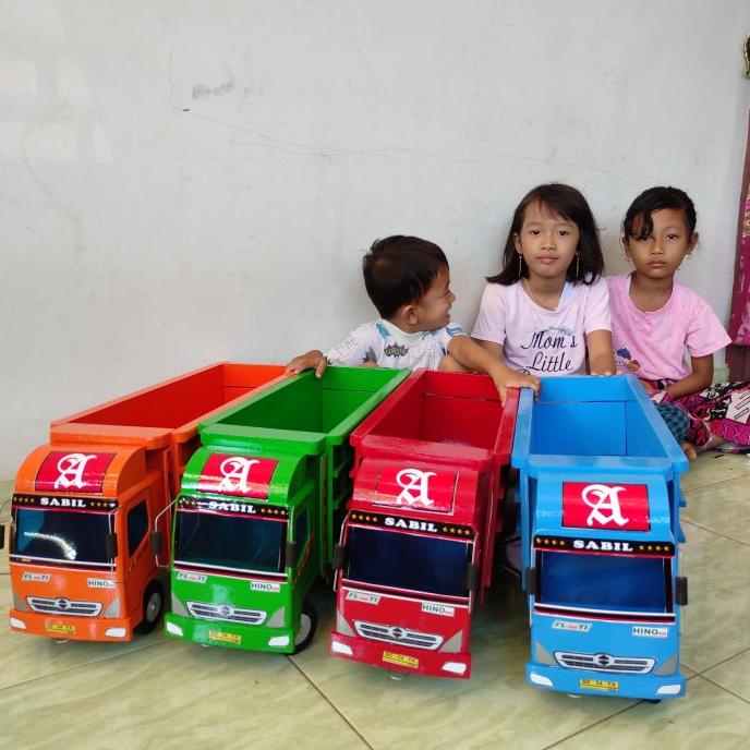 Miniatur mobil truk tronton oleng kayu truck oleng besar 70cm mainan