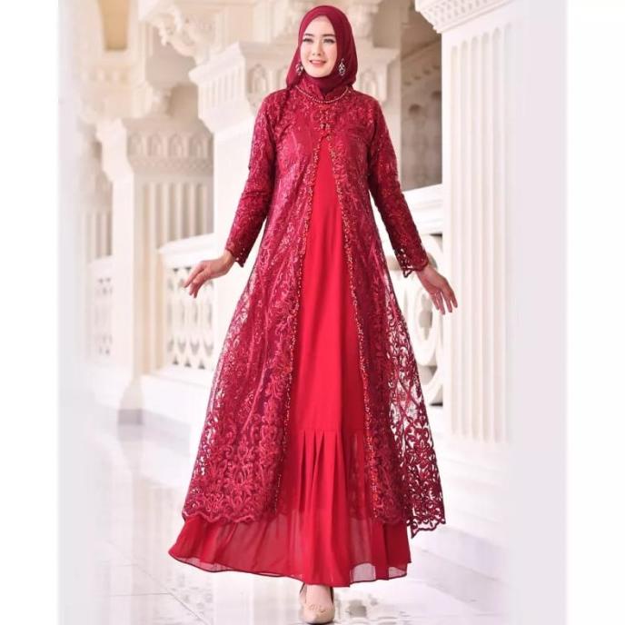 Gamis tille long outer/gamis tile outer premium/gamis brukat/