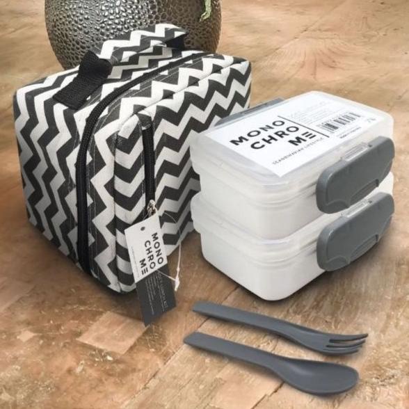 TERLARIS Technoplast Monochrome Soft Lunch Kit Kotak Bekal Makan Lunch Box Set