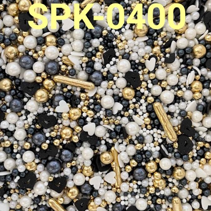 

SPK-0400 Sprinkles springkel trimit 1kg mutiara hitam putih hati emas