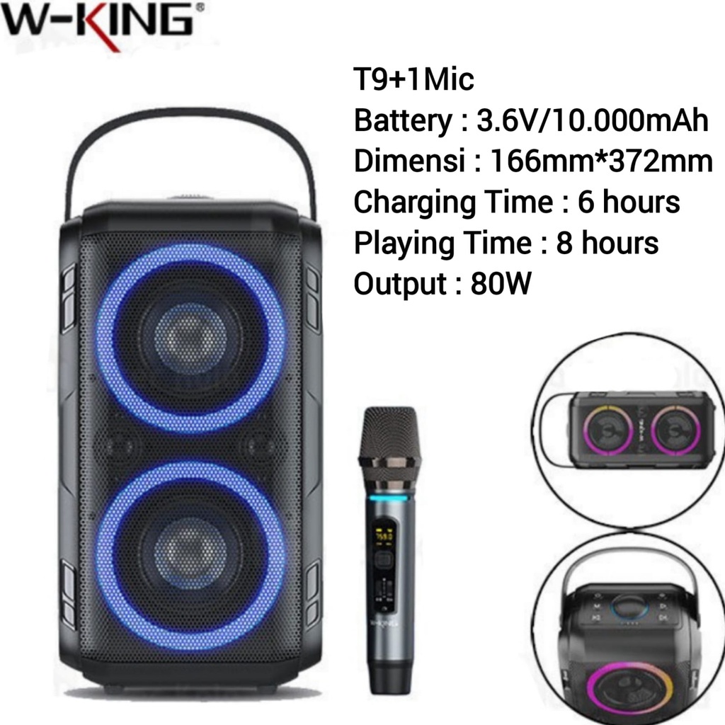 Speaker Bluetooth Karaoke Portable Wireless Wking T9 +1C T9Ii+2 C Speker Karoke Party Box Tws W King