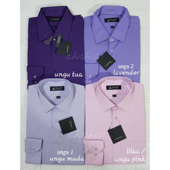 Trend Kemeja Pria Alisan - Kemeja Polos Lengan Panjang Pria Warna Ungu Lilac Pengiriman Cepat