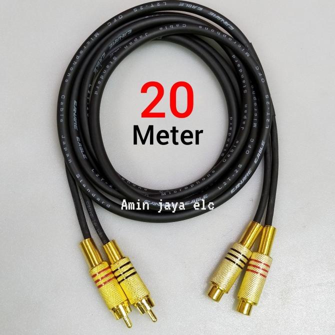 Kabel jack rca male to female panjang 20 meter
