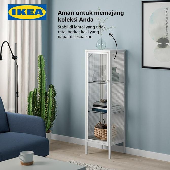 IKEA BAGGEBO Lemari Pajangan dengan Pintu Kaca 34x30x116 cm