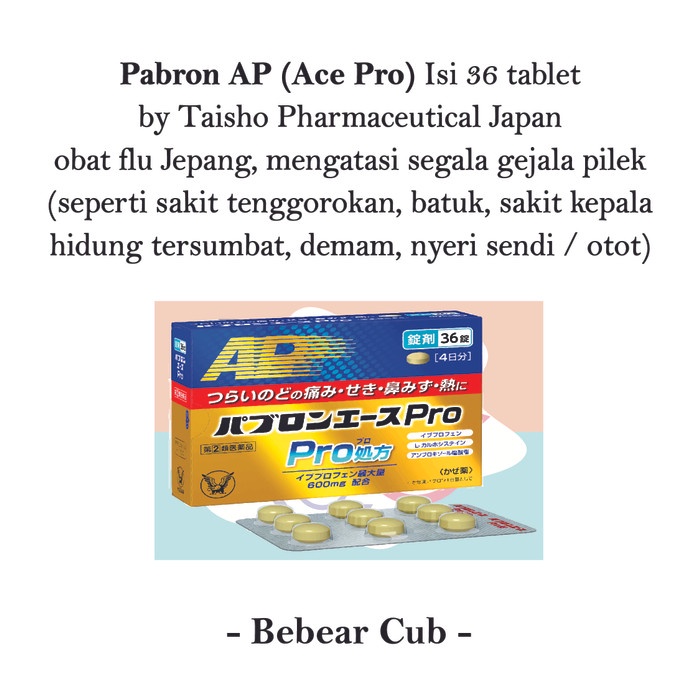 Pabron AP (Ace Pro) Taisho Japan, Obat Flu Pilek Masuk Angin Jepang