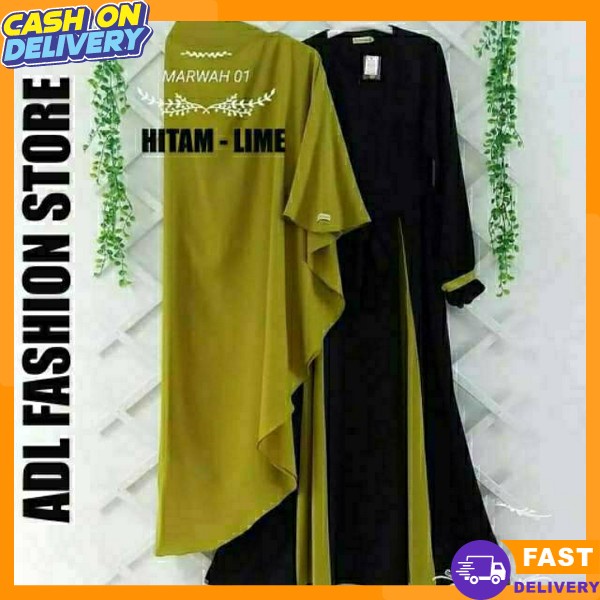 Dres Korea Style Bju Drees Gamis 2In1 Terbaru 2024 Baju Lebaran Cewek Set Jilbab Gmis Setelan Hijab 