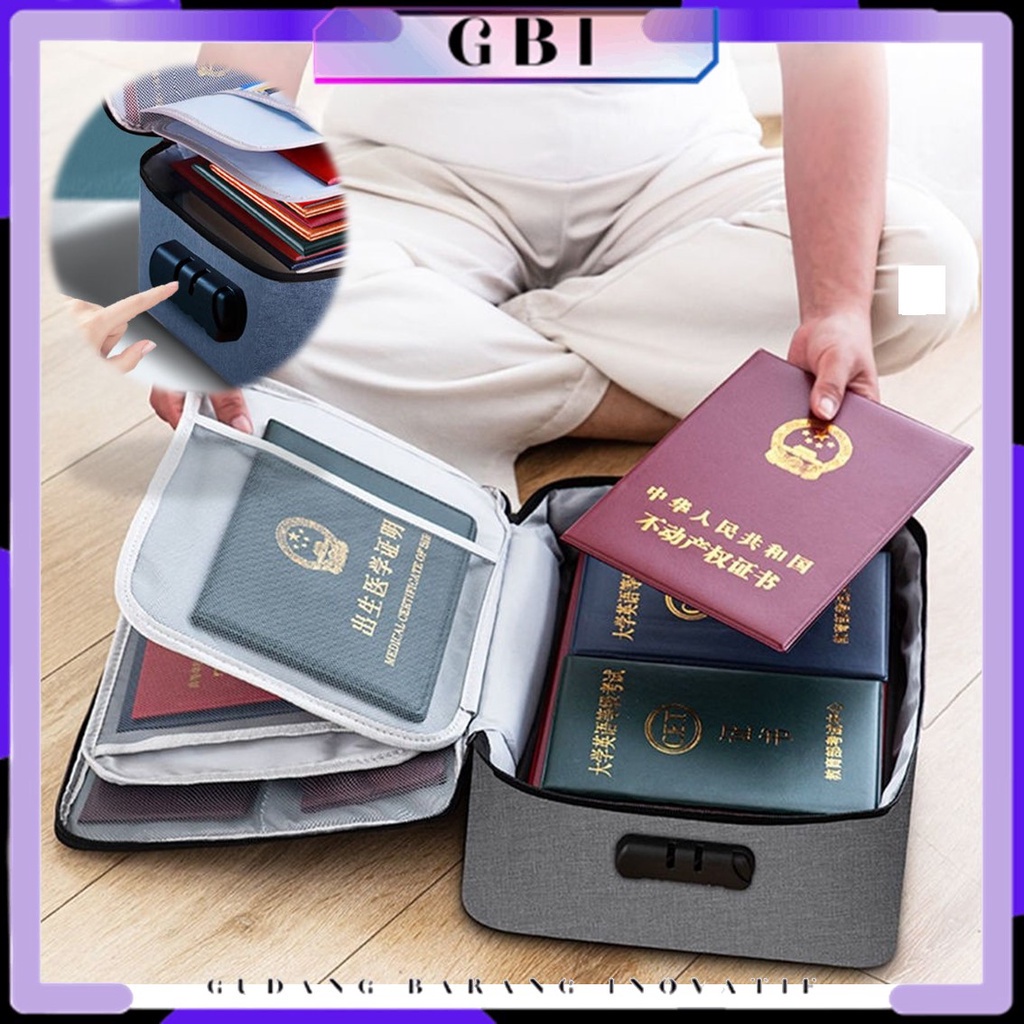 GBI Tas Penyimpanan Dokumen 3 Layer Storage Bag Sertifikat File Tempat Dokumen Penting Tas